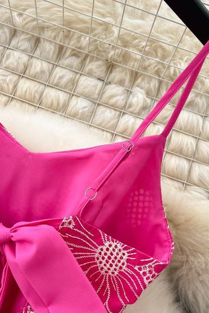 French Premium Embroidery Hollow Out Backless Halter Vacation Elegant Long Dresses for Women