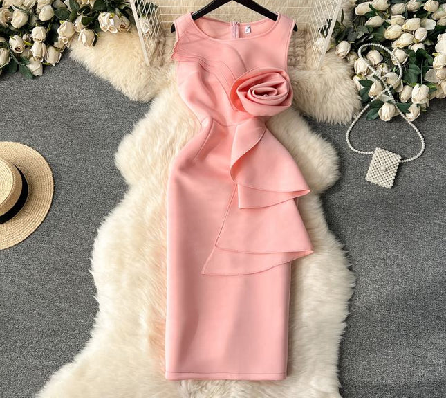 Plus Size High Quality Casual Slit Slim Hip Midi Dress Women Sleeveless Empire Vestidos Clothes Women