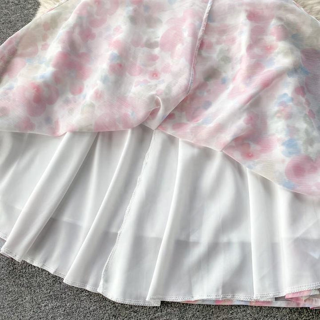 Women Halter Sleeveless Top And Floral Printed Hip Skirts Set Clothing Wholesale