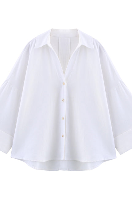 5 Colorway Buttons up Turn Down Collar Long Sleeve Casual Fashion Tops Blouse for Women