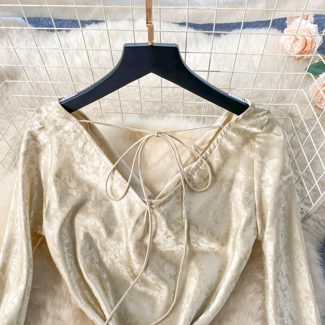 2025 Spring Dress for Socialites French Retro Court Style Dress for Women Slim Fit Mid Length Fishtail Elegant Dress