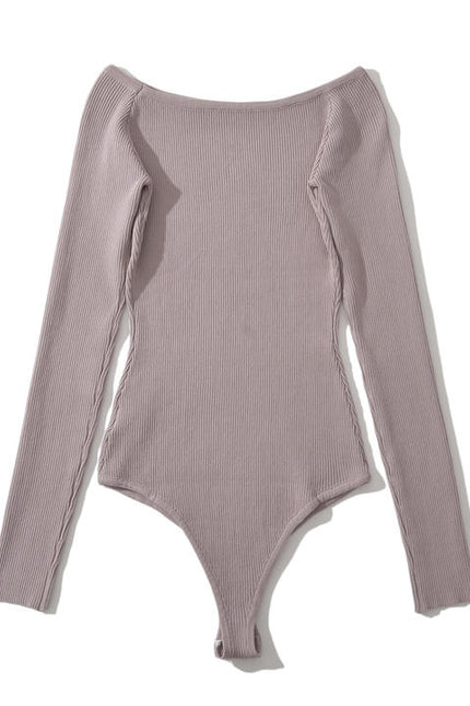 4 Colorway Slash Neck Long Sleeve Solid Color Knitted Casual Fashion Women One Piece Jumpsuit