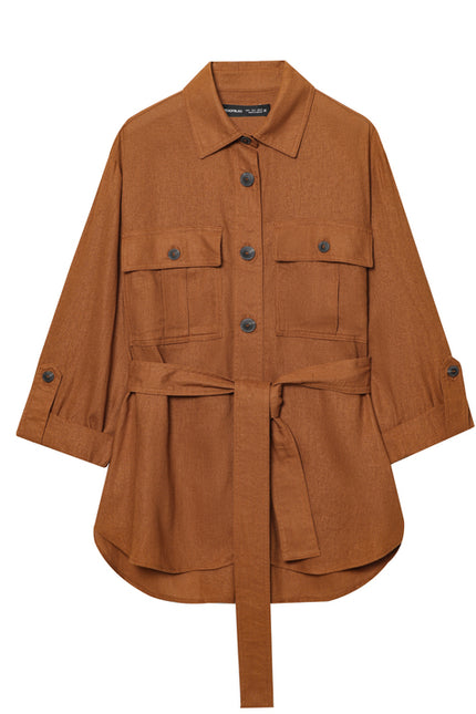 2 Colorway Turn Down Collar Sashes Long Sleeve Solid Color Buttons up Casual Fashion Tops Blouse for Women