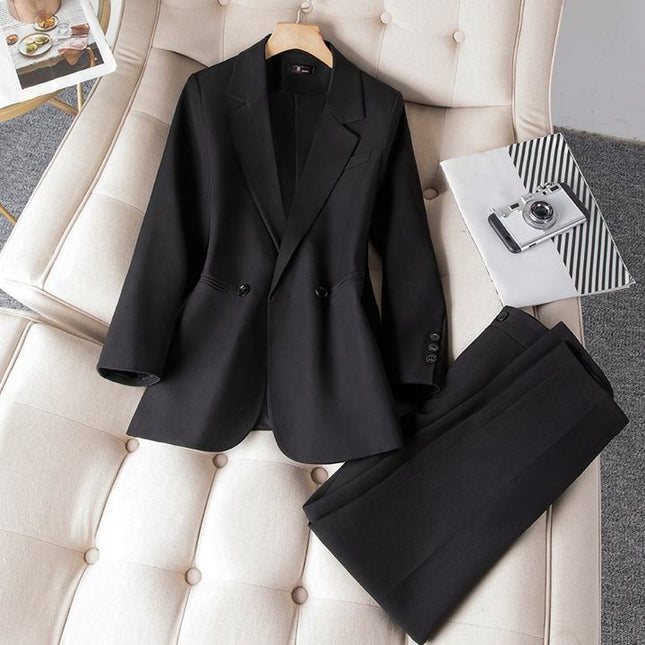 Fashion Office Career Suit Women's Spring and Autumn New Suit Blazers Two Pieces