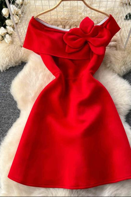 Sleeveless Sheath Birthday Party Dresses Women Stereoscopic Flower Pleated Dresses