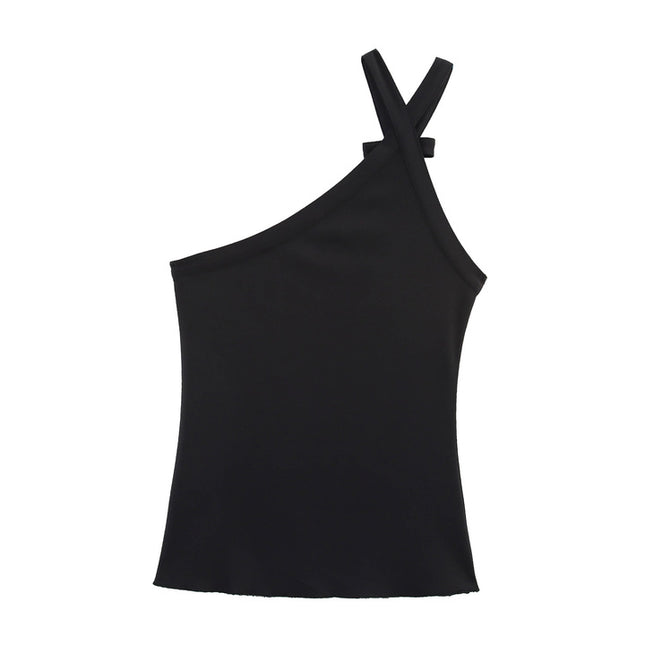 Asymmetrical Design Black Color Hot Sale Casual Fashion Women's tank Tops