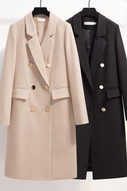 Coat Long Unique Women Fashion and Casual Versatile Double Breasted Button Long Loose Coat