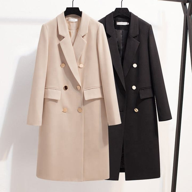 Coat Long Unique Women Fashion and Casual Versatile Double Breasted Button Long Loose Coat