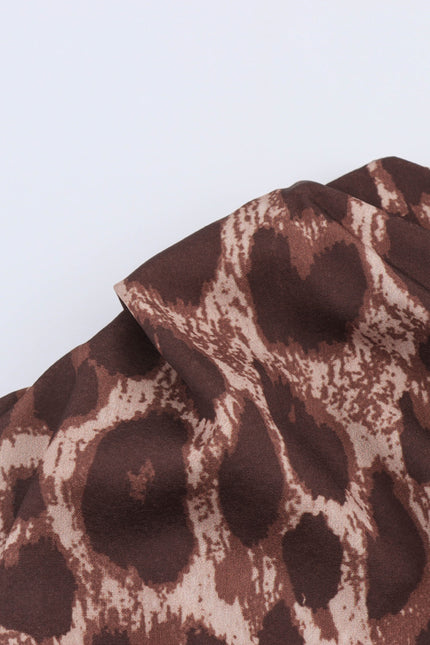 Animal Print Asymmetrical Design Brown Color Casual Fashion Summer Long Dress for Women