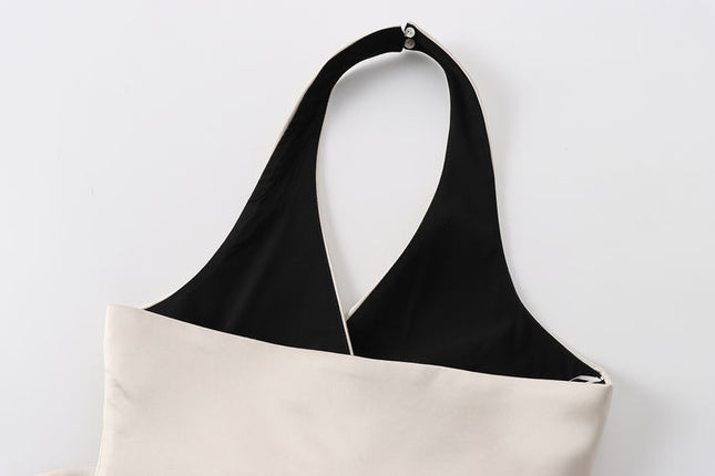 Back Hollow Out Waist Bow Tie Solid Color Casual Fashion Halter tank Top for Women
