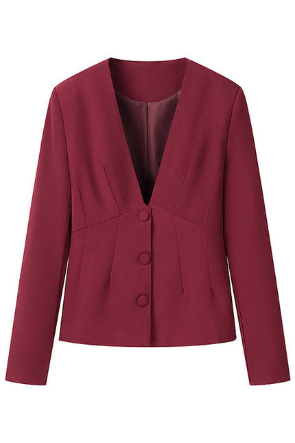 2 Colorway v Neck Long Sleeve Single Breasted blazer Solid Color Long Pants Casual Fashion Women 2 Piece Set