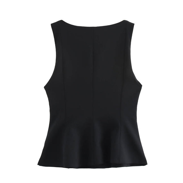 3 Colorway square Collar Sleeveless Solid Color Casual Fashion Blouse Shirts for Women