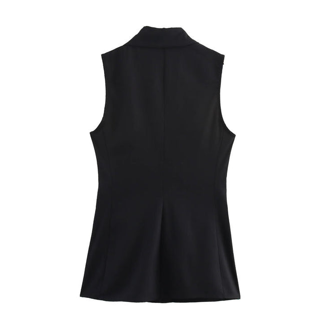 Notched Collar Black Color Front Flower Hot Sale Casual Fashion blazer Dress for Women