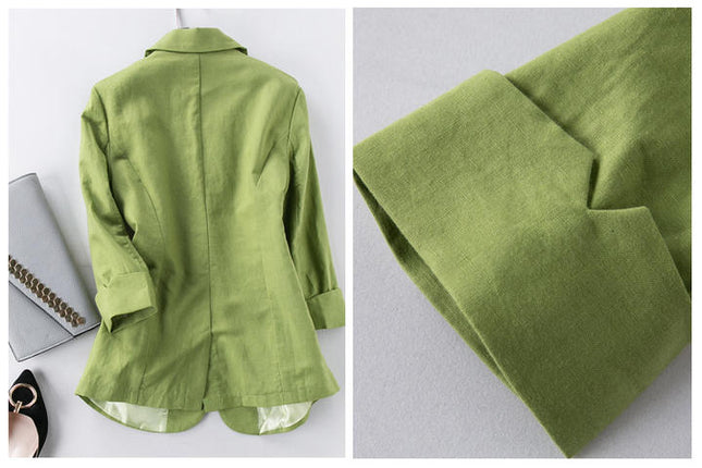 New Arrival Single Button Plus Size Casual Blazers Ladies Cotton Linen Women
