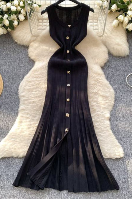 Small Fragrance of Advanced Sense Sleeveless Knit Hip Dress