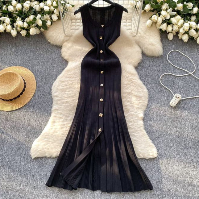 Small Fragrance of Advanced Sense Sleeveless Knit Hip Dress