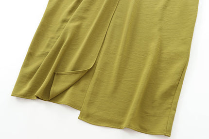 3 Colorway Crew Neck Front Buckle Waist Hollow Out Solid Color Casual Fashion Maxi Dress for Women