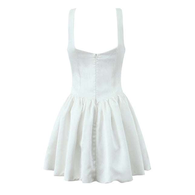 2 Colorway Shoulder Strap Solid Color Casual Fashion Mini Summer slip Dress for Women