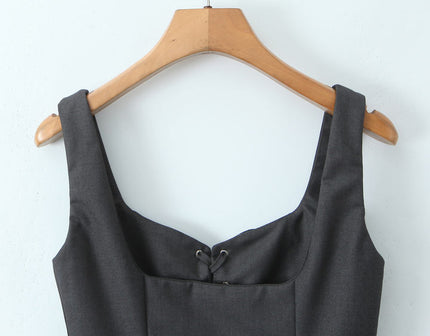 2 Colorway Front Lace up Solid Color Shoulder Strap Casual Fashion Women's tank Tops