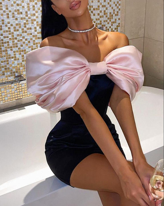 Women Sweet Satin Elegant Backless Front Bow Bodycon Evening Dress Sleeveless Pure Color Casual Dresses