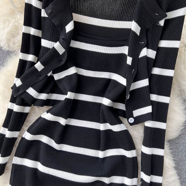 Women 2 Piece Set Custom Fashion Plus Size Women Knitted Sweater Dress Casual Knit Dress