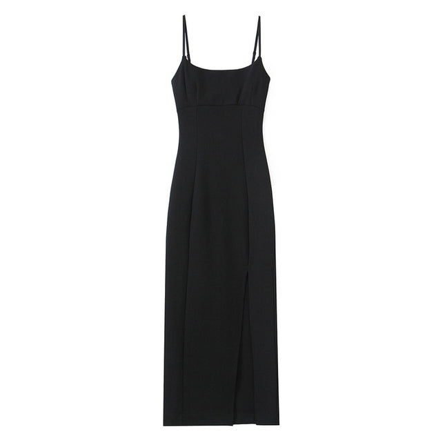 3 Colorway Front Slit Solid Color Spaghetti Strap Hot Sale Casual Fashion Summer Long slip Dress for Women