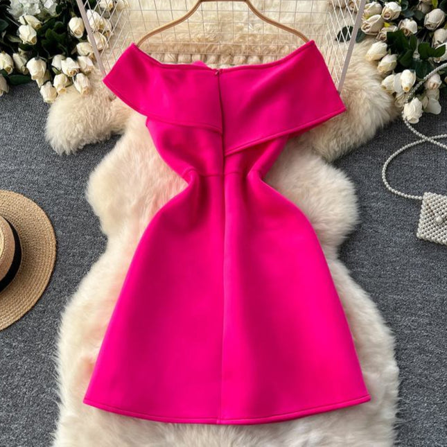 Sleeveless Sheath Birthday Party Dresses Women Stereoscopic Flower Pleated Dresses