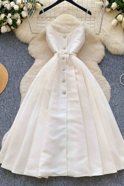 New Design Sense V-neck Backless Retro Solid Color Women's Casual Dress Prom Dress
