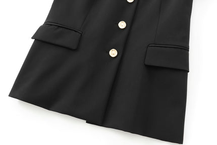 Black Color Single Breasted Long Sleeve Crew Neck Casual Fashion Jacket for Women