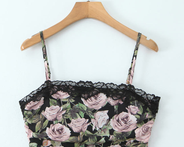 Spaghetti Strap Floral Print Multi Color Casual Fashion Mini slip Dress for Women