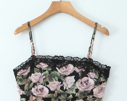 Spaghetti Strap Floral Print Multi Color Casual Fashion Mini slip Dress for Women
