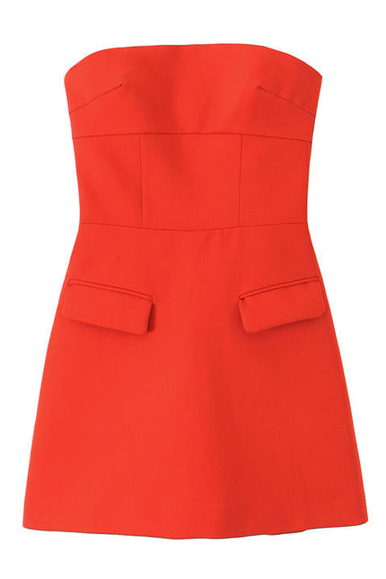 Strapless Red Color Zipper Fly Hot Sale Casual Fashion Mini Dress for Women