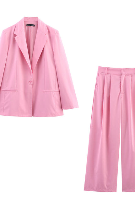 Single Buttons pink Color Long Sleeve Notched Collar Causal Fashion blazer Jacket for Women