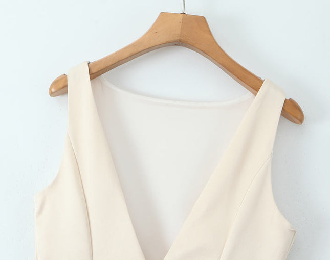 2 Colorway Back Hollow Out Crew Neck Sleeveless Solid Color Causal Fashion Summer Mini Dress for Women