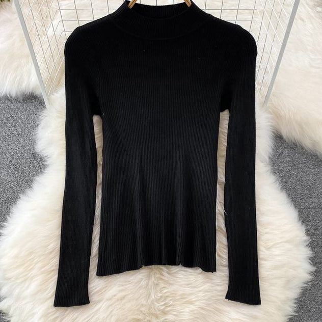 Checkered Strap Dress Autumn Winter Two Piece Set French Vintage Style Dress Stand up Neck Knit Top