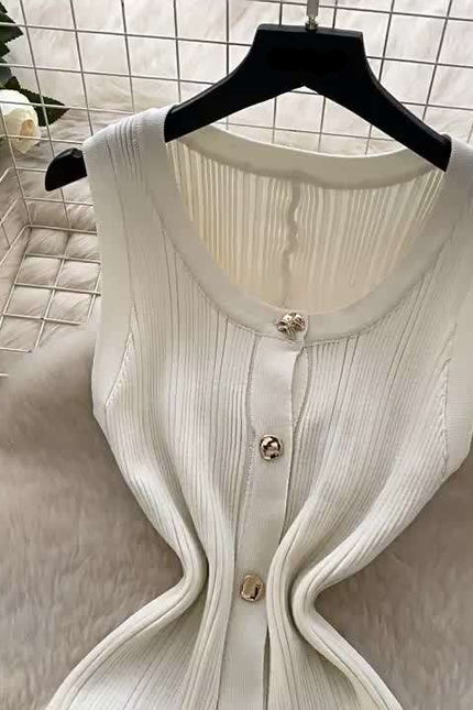Small Fragrance of Advanced Sense Sleeveless Knit Hip Dress
