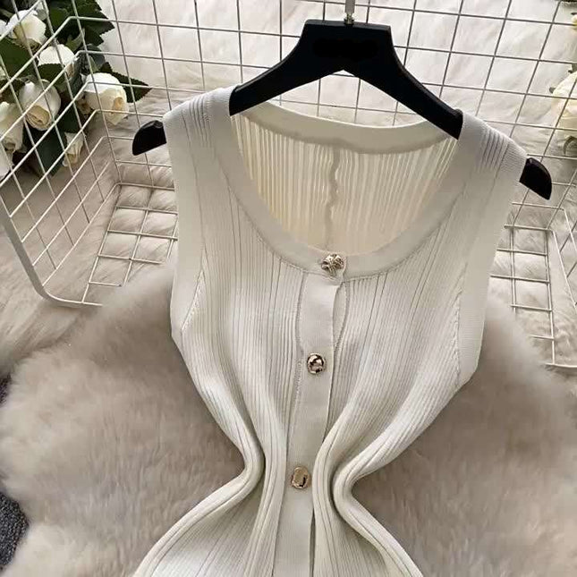 Small Fragrance of Advanced Sense Sleeveless Knit Hip Dress