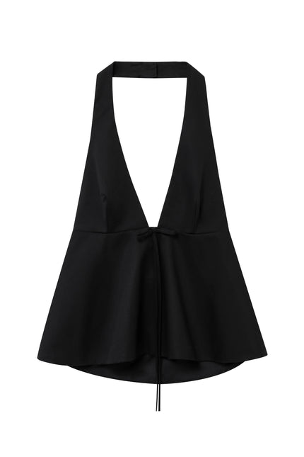 2 Colorway Back Hollow Out Front Lace up Casual Fashion Women's Halter Tank Top