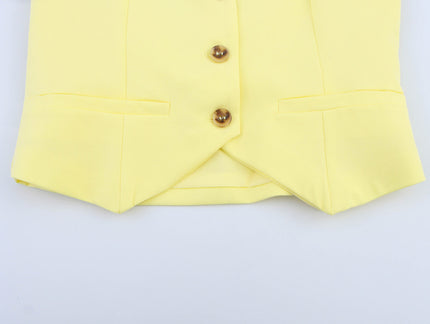 Back Hollow Out Yellow Color Buttons up Hot Sale Casual Fashion Women's Halter tank Tops