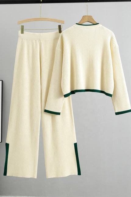 Knitted Set Women's Autumn Sweater Wide Leg Pants Two-piece Set