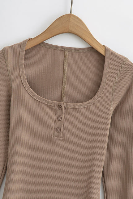 4 Colorway square Collar Buttons up Long Sleeve Solid Color Casual Fashion Women t Shirt