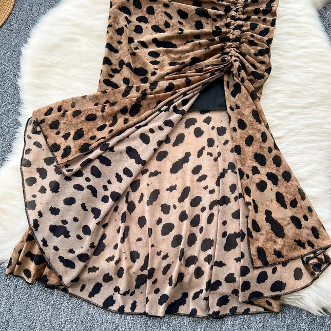 Vestido feminino infantil de verão novo elegante, vestido sexy com gravata plissada slim rabo de peixe