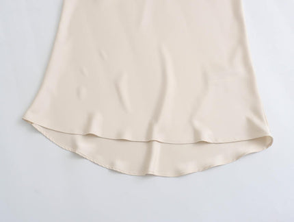23 Colorway Solid Color Elastic Waist Silky Casual Fashion Satin Long Skirts for Women