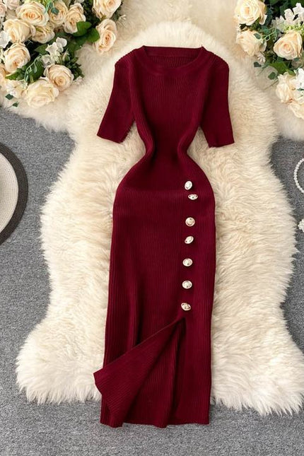 Summer New Arrives High Waist Tight Knit Dress Elegant Knit Sweater Dress