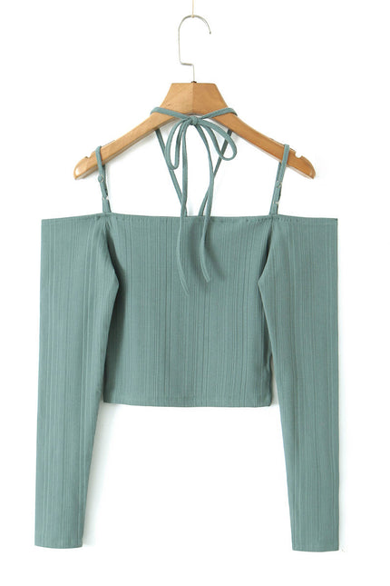 2 Colorway Solid Color Slash Neck Long Sleeve Solid Color Knitted Casual Fashion Women t Shirt