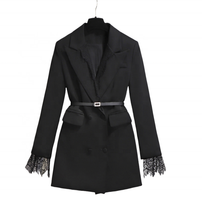 New Women's High-end Fashion Suit Jacket Dress Waist Cinching Show Slimming Temperament Suit Small Black Skirt
