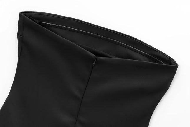 Mini vestido de verano de moda informal de gran oferta de Color negro con cuentas sin tirantes para mujer