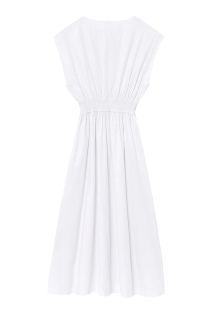4 Colorway Elastic Waist Solid Color Crew Neck Casual Fashion Long Dress for Women
