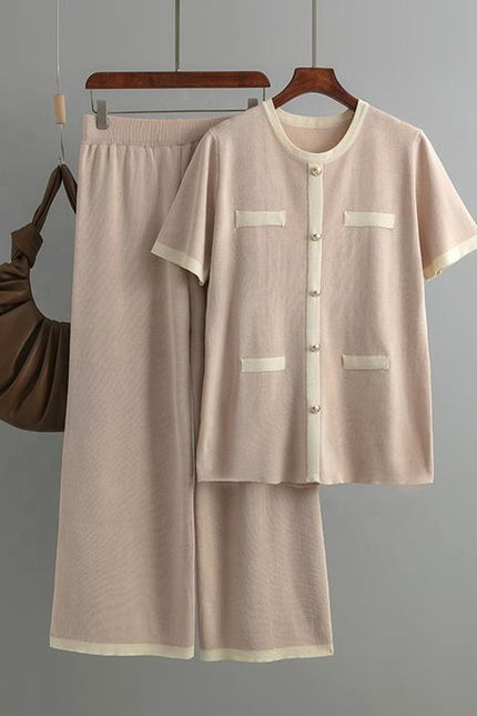 Women's Plus Size Suit Women's Sweater Loose High Waist Wide Leg Pants Fashion Two-piece Set