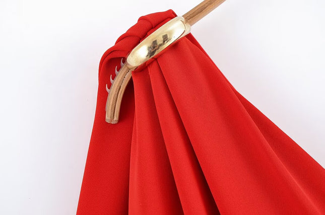 V Neck Red Color Short Sleeve Casual Fashion Summer Dress for Women